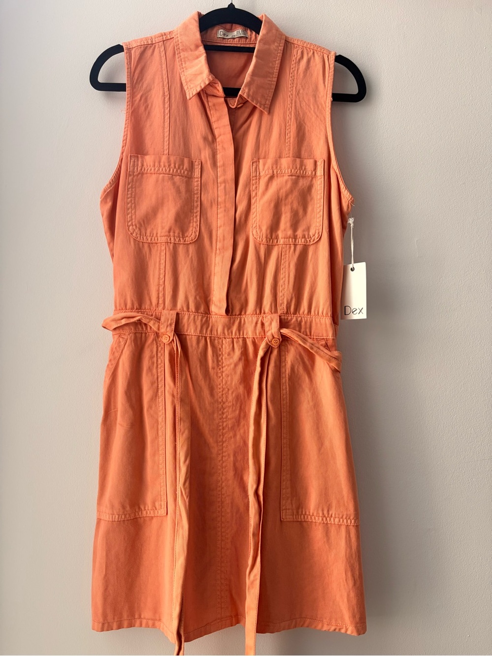 Dex Sleeveless Shirt Dress in Coral